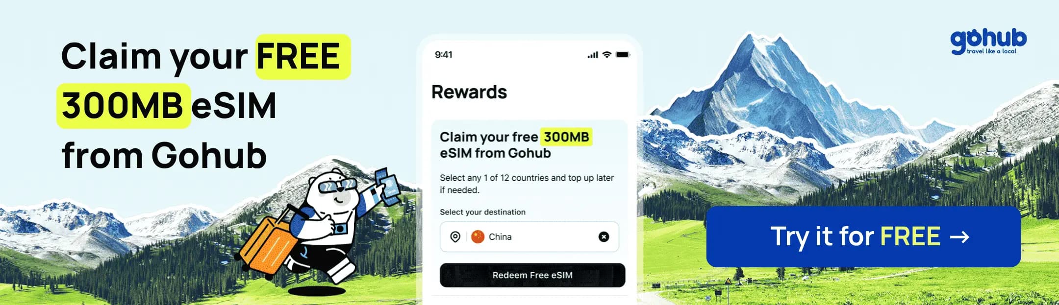 Claim your free 300MB eSIM from Gohub